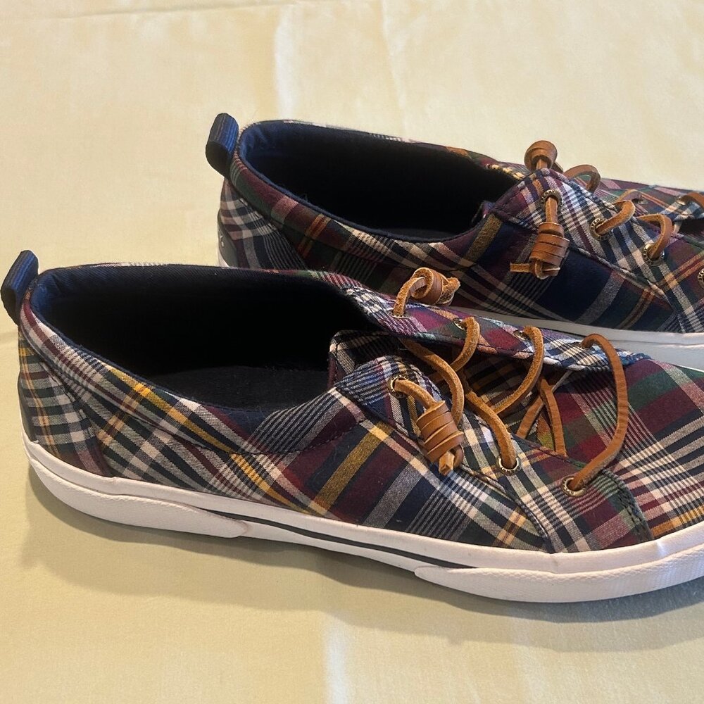 Sperry Woman's Wave LTT Navy Plaid Sneakers Size 10